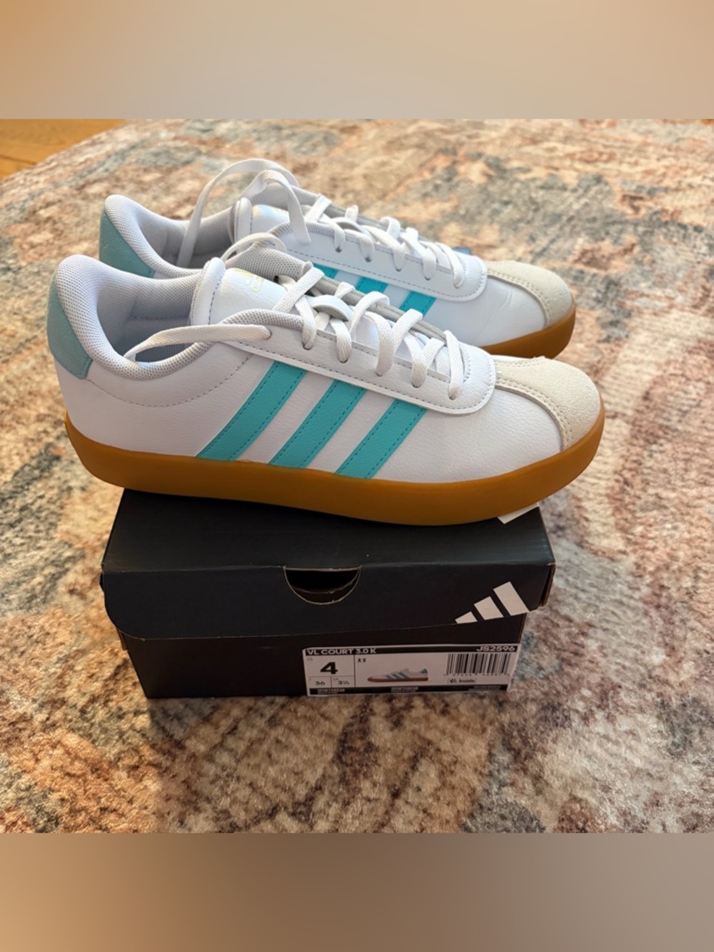 adidas VL Court 3.0 blue white girls size 4